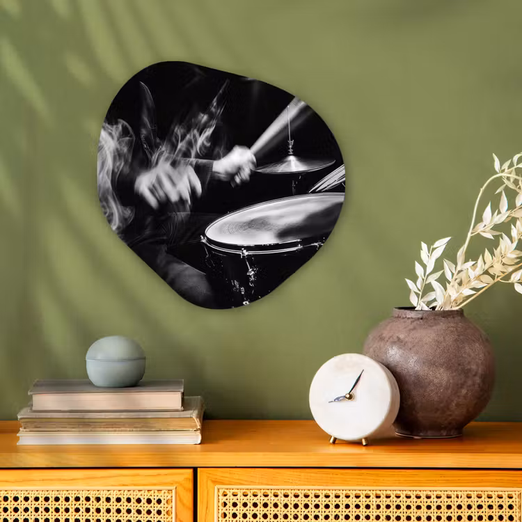 Organisch schilderij - Forex - Drummer - Zwart - Drumstel — 2