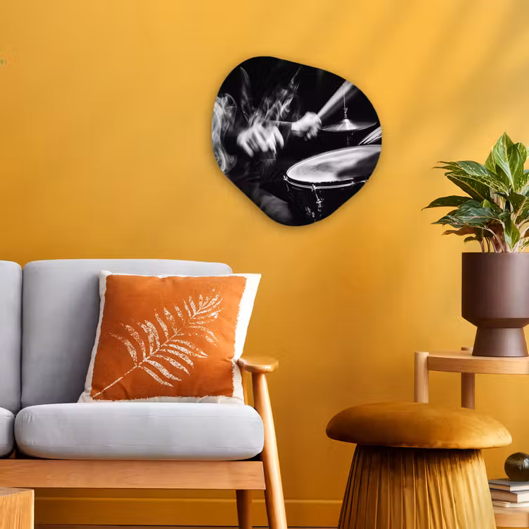 Organisch schilderij - Forex - Drummer - Zwart - Drumstel — 3