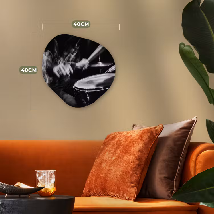 Organisch schilderij - Forex - Drummer - Zwart - Drumstel — 4