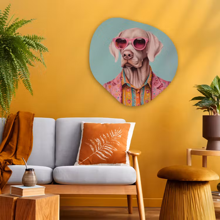 Organisch schilderij - Glas - Hond - Overhemd - Bloemen - Bril — 3