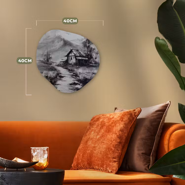 Organisch schilderij - Forex - Hut - Grijs - Bergen - Mistig — 4