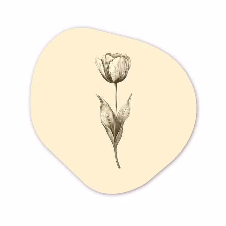 Organisch schilderij - Glas - Illustratie - Tulp - Zwart — 1