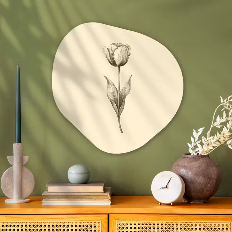 Organisch schilderij - Glas - Illustratie - Tulp - Zwart — 2
