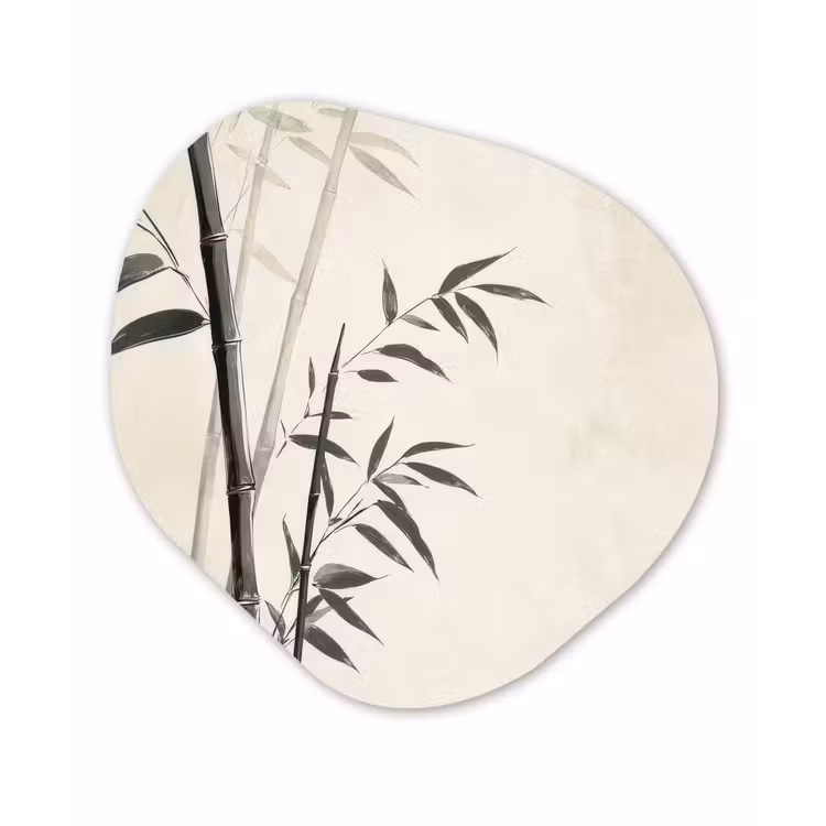 Organisch schilderij - Glas - Japandi - Bamboe - Beige — 1