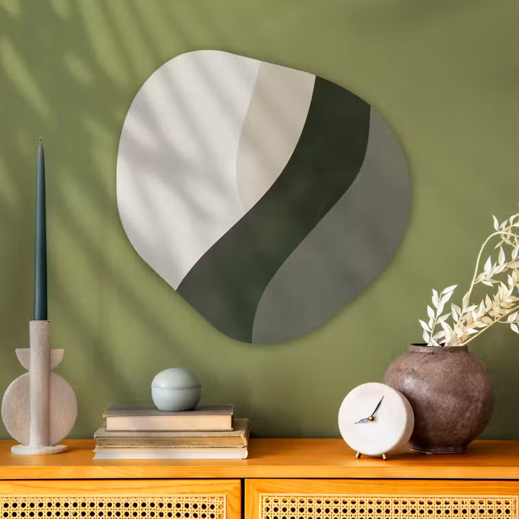 Organisch schilderij - Glas - Japandi - Groen - Abstract - Modern — 2