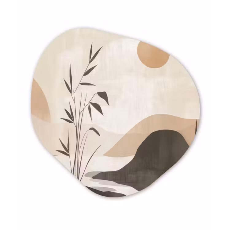Organisch schilderij - Glas - Japandi - Landschap - Beige — 1