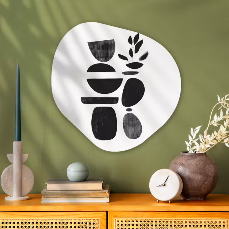 Organisch schilderij - Glas - Japandi - Zwart - Abstract — 2