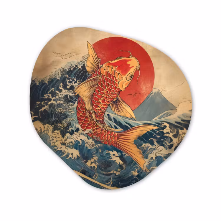 Organisch schilderij - Forex - Koi - Zee - Golven - Zon — 1