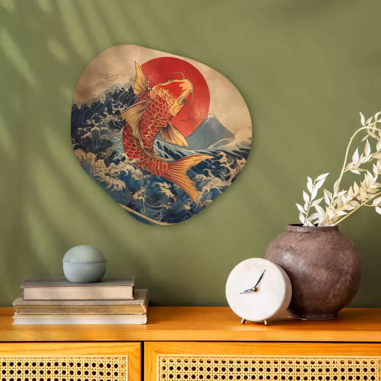 Organisch schilderij - Forex - Koi - Zee - Golven - Zon — 2