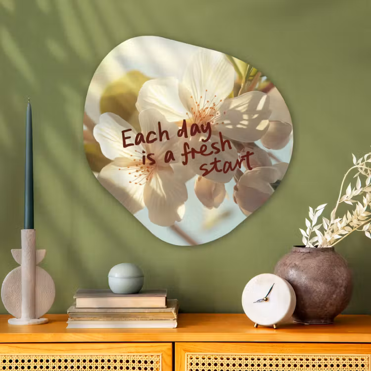Organisch schilderij - Glas - Bloesems - Zonlicht - Quote - Wit — 2