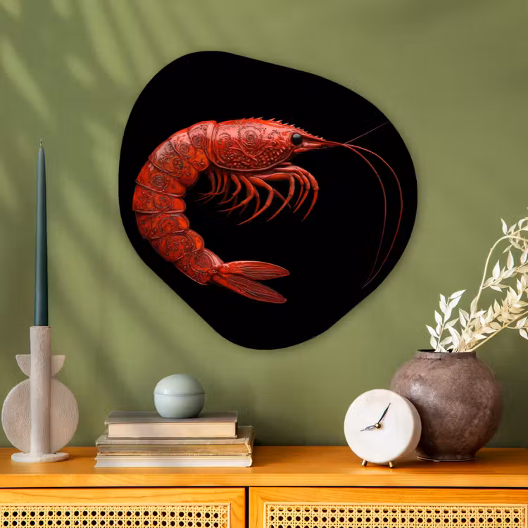 Organisch schilderij - Glas - Garnaal - Rood - Dieren — 2