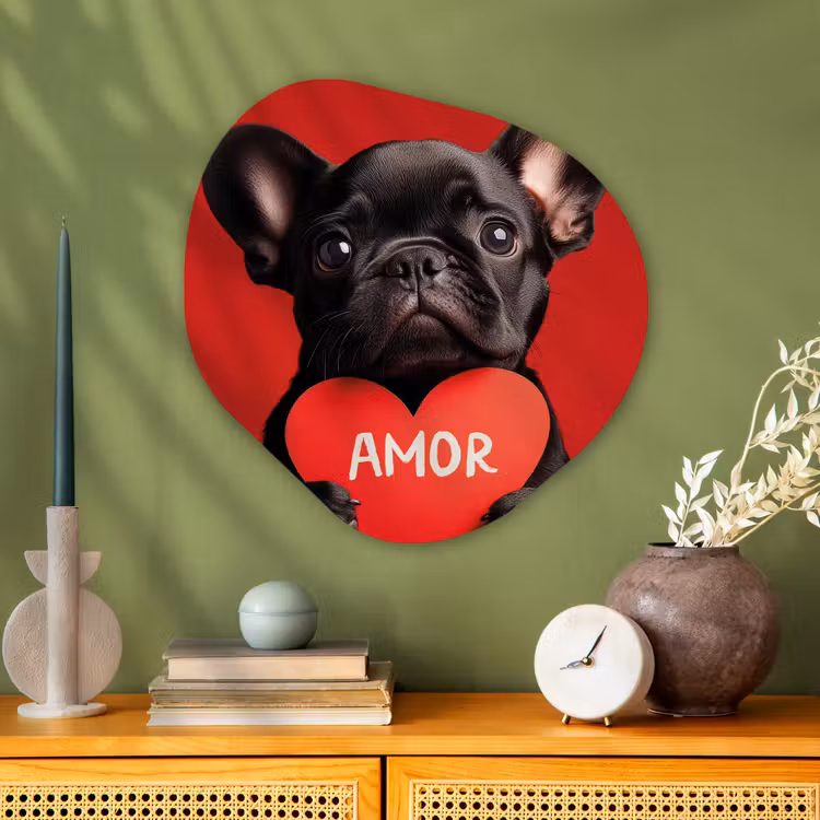 Organisch schilderij - Glas - Amor - Hond - Hartje - Rood — 2