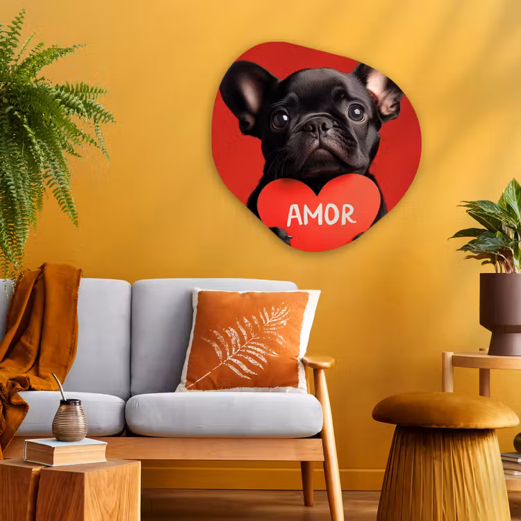 Organisch schilderij - Glas - Amor - Hond - Hartje - Rood — 3