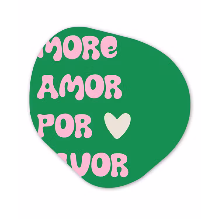 Organisch schilderij - Glas - Amor - Valentijn - Groen - Tekst — 1
