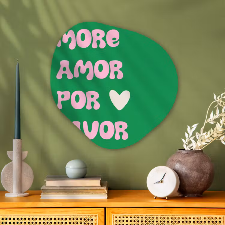 Organisch schilderij - Glas - Amor - Valentijn - Groen - Tekst — 2