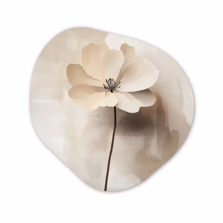 Organisch schilderij - Glas - Bloem - Beige - Verf - Schaduw — 1