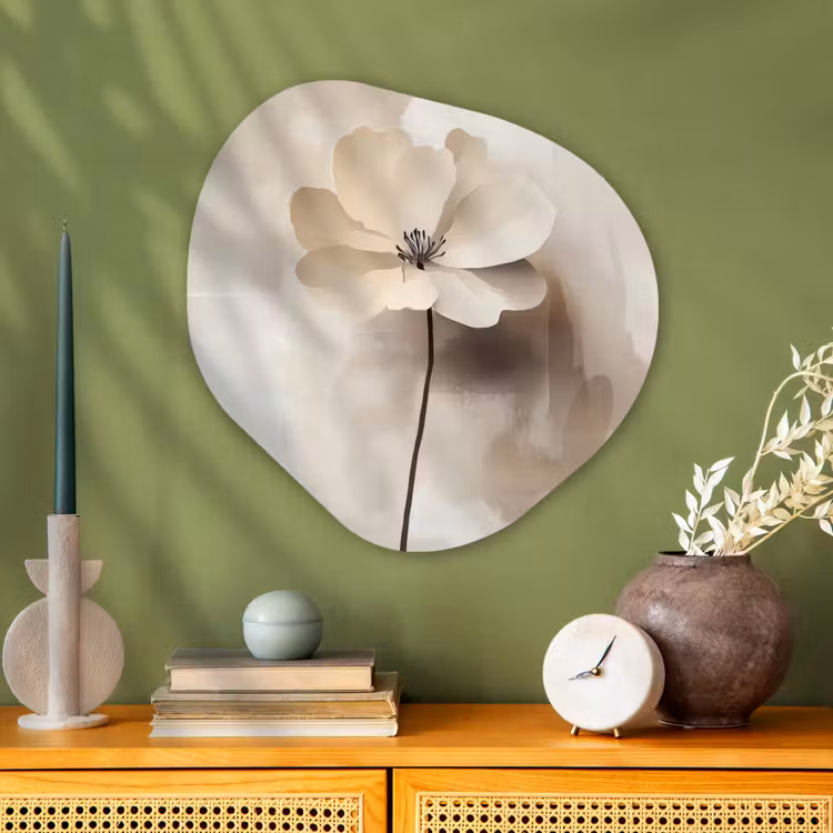 Organisch schilderij - Glas - Bloem - Beige - Verf - Schaduw — 2