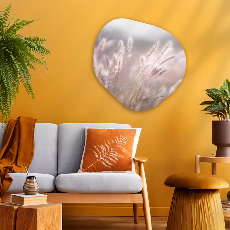 Organisch schilderij - Glas - Graspluimen - Wind - Beige - Mistig — 3