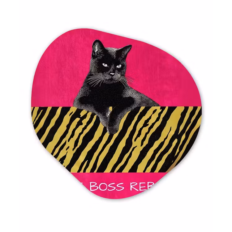Organisch schilderij - Glas - Kat - Baas - Roze - Tijgerprint — 1