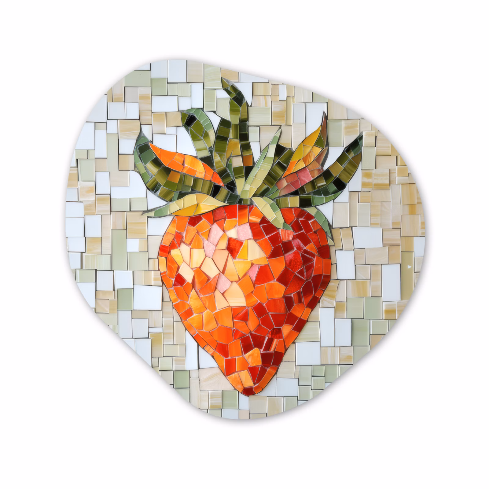 Organisch schilderij - Glas - Aardbei - Rood - Mozaïek - Fruit — 1