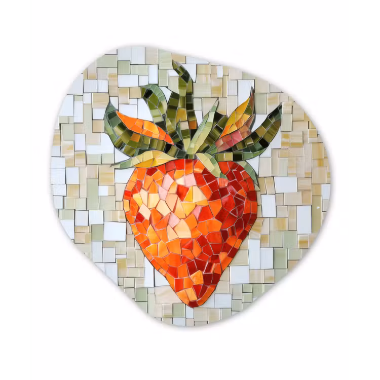 Organisch schilderij - Glas - Aardbei - Rood - Mozaïek - Fruit — 1