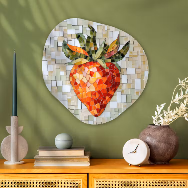 Organisch schilderij - Glas - Aardbei - Rood - Mozaïek - Fruit — 2