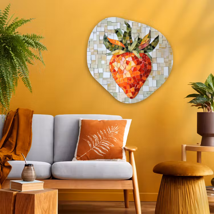 Organisch schilderij - Glas - Aardbei - Rood - Mozaïek - Fruit — 3
