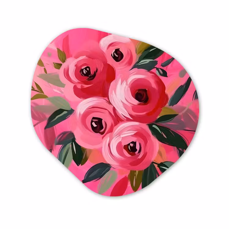 Organisch schilderij - Glas - Bloemen - Verf - Roze — 1