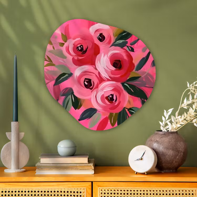 Organisch schilderij - Glas - Bloemen - Verf - Roze — 2