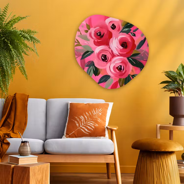 Organisch schilderij - Glas - Bloemen - Verf - Roze — 3