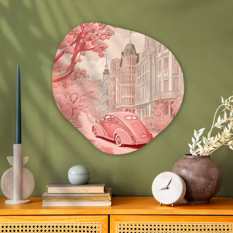 Organisch schilderij - Glas - City - Car - Pink — 2