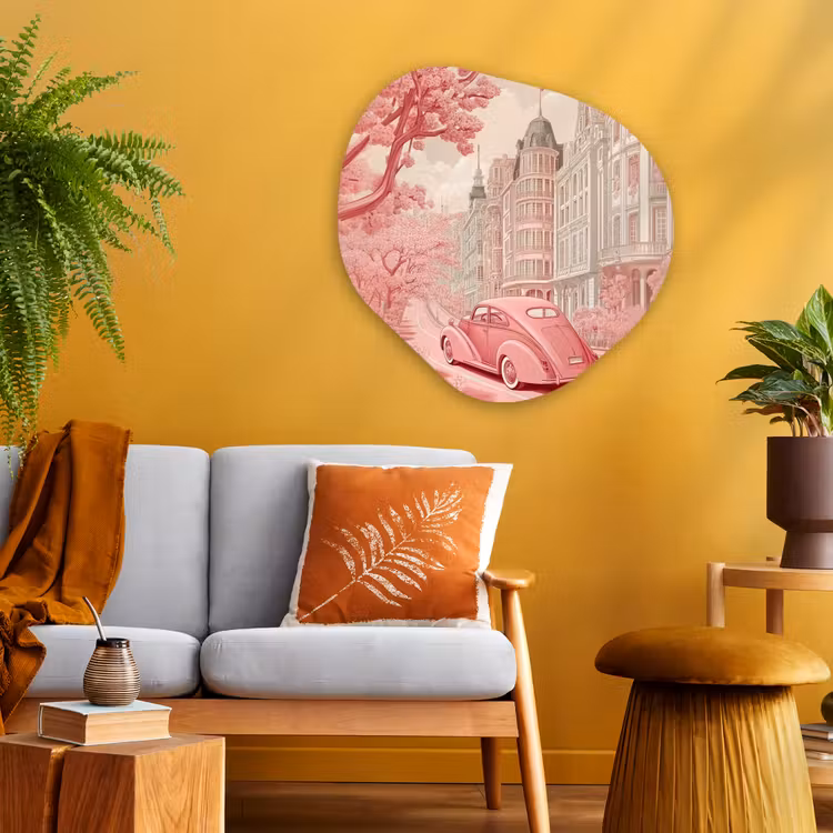 Organisch schilderij - Glas - City - Car - Pink — 3