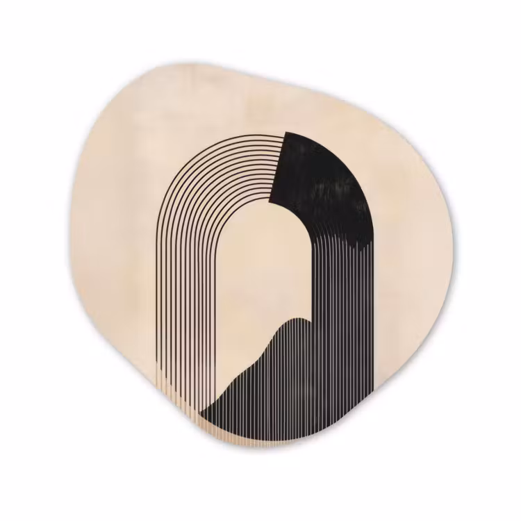 Organisch schilderij - Forex - Grafisch gebogen motief - Beige — 1