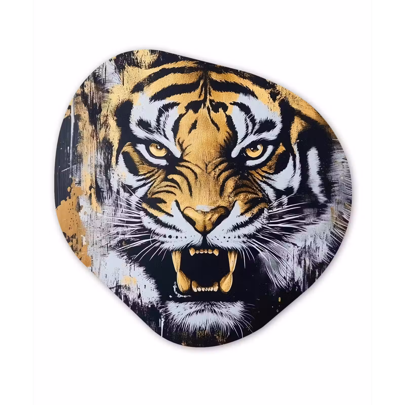 Organisch schilderij - Forex - Tijger - Verfspatten - Goud — 1