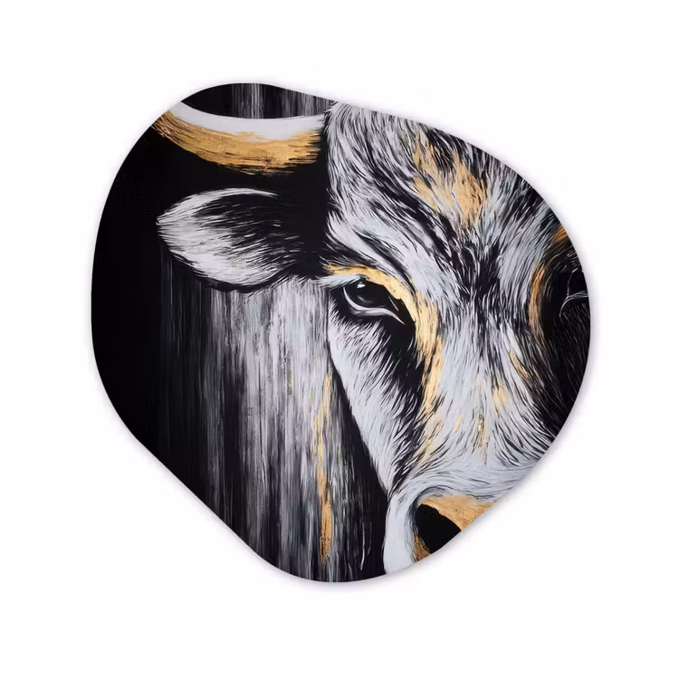Organisch schilderij - Forex - Stier - Hoorns - Snuit - Goud — 1