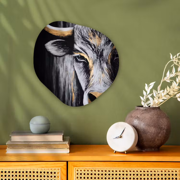 Organisch schilderij - Forex - Stier - Hoorns - Snuit - Goud — 2