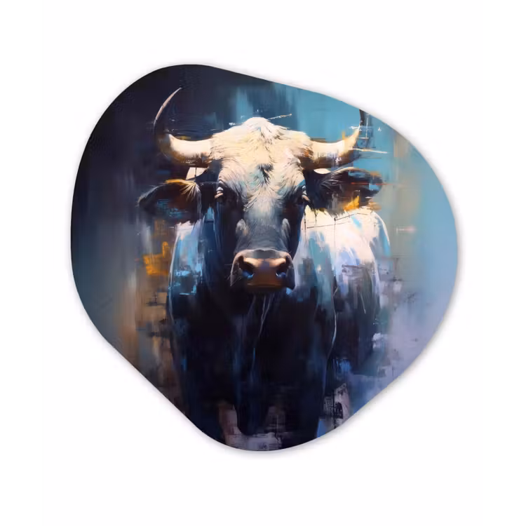 Organisch schilderij - Forex - Stier - Zwart - Abstract - Horens — 1