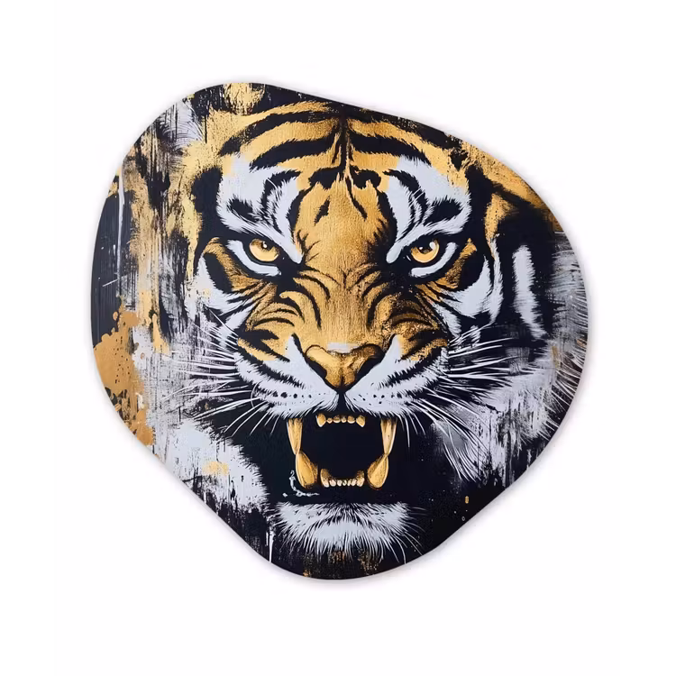 Organisch schilderij - Forex - Tijger - Verfspatten - Goud — 1