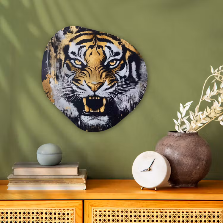 Organisch schilderij - Forex - Tijger - Verfspatten - Goud — 2