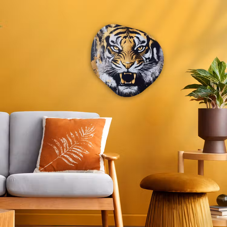 Organisch schilderij - Forex - Tijger - Verfspatten - Goud — 3