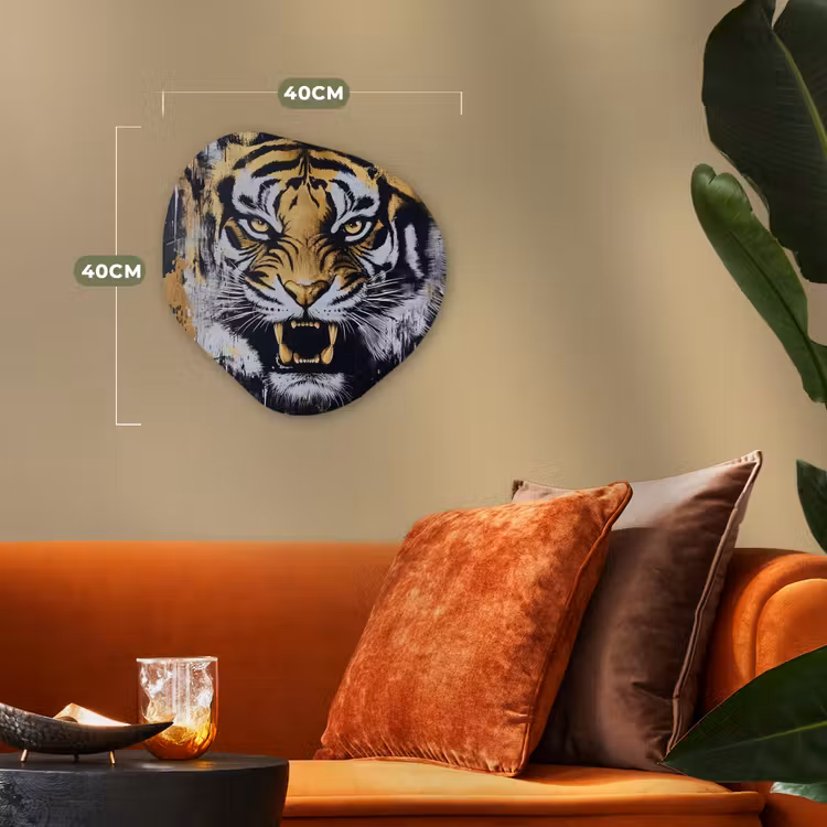 Organisch schilderij - Forex - Tijger - Verfspatten - Goud — 4