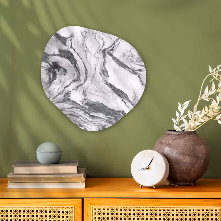 Organisch schilderij - Forex - Wit - Marmer - Golvend - Grafiet — 2