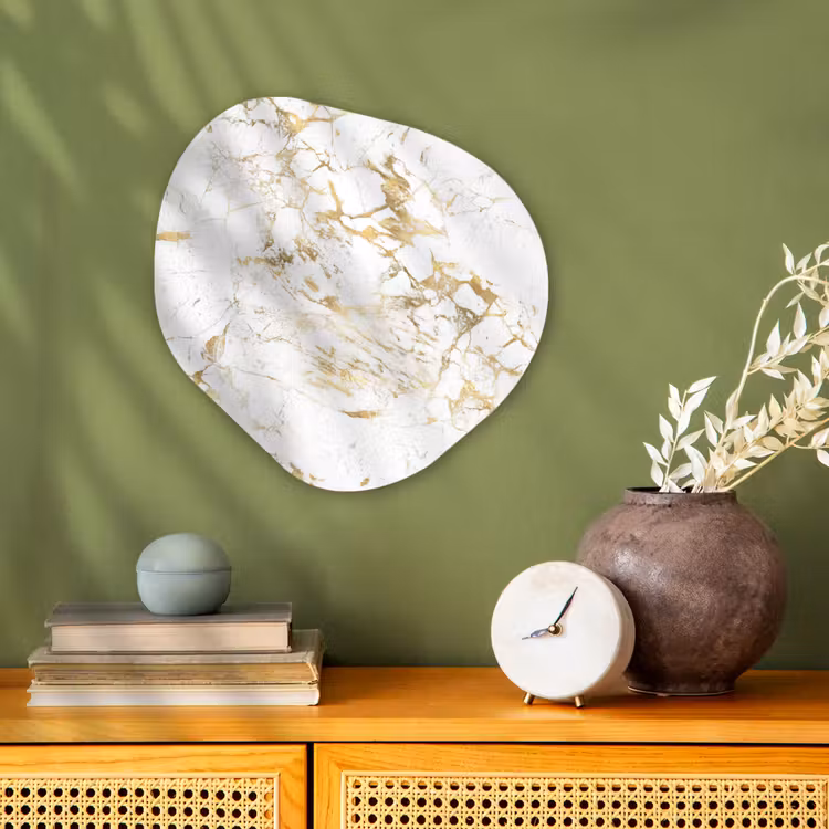 Organisch schilderij - Forex - Wit - Marmer - Luxe - Goud — 2