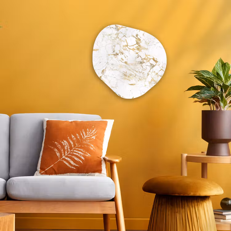 Organisch schilderij - Forex - Wit - Marmer - Luxe - Goud — 3