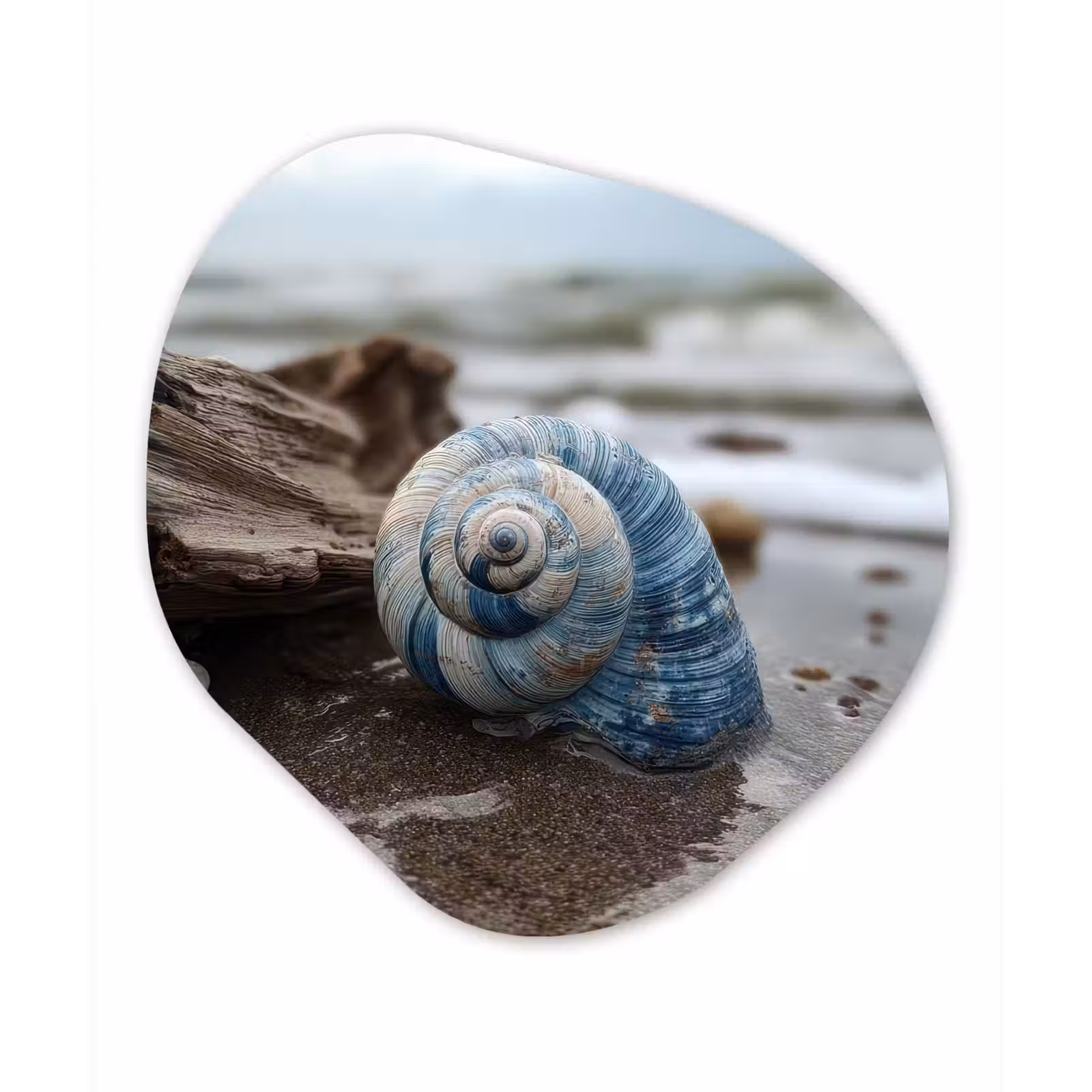 Organisch schilderij - Forex - Schelp - Strand - Blauw - Zee — 1