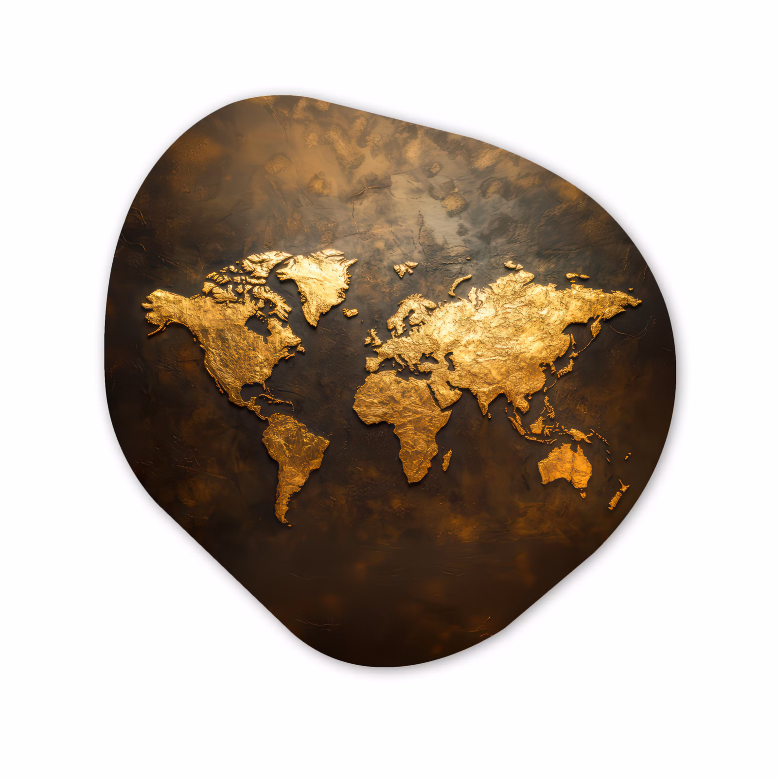 Organisch schilderij - Forex - Wereldkaart - Goud - Roest — 1