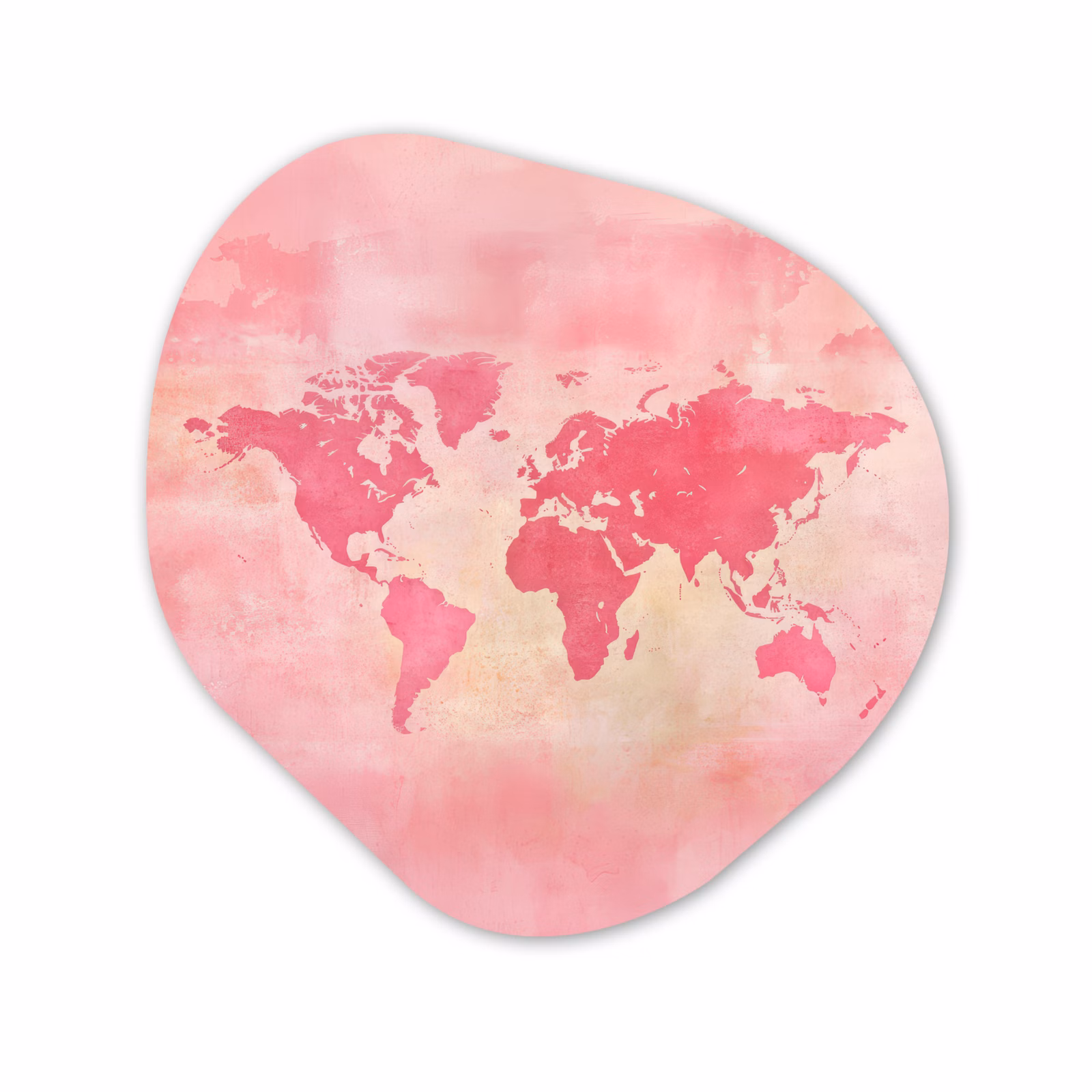 Organisch schilderij - Forex - Wereldkaart - Roze - Vaag — 1