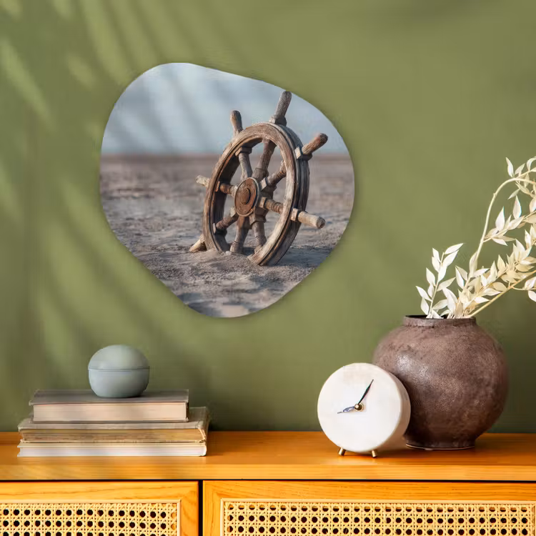 Organisch schilderij - Forex - Scheepsstuur - Hout - Bruin - Zand — 2