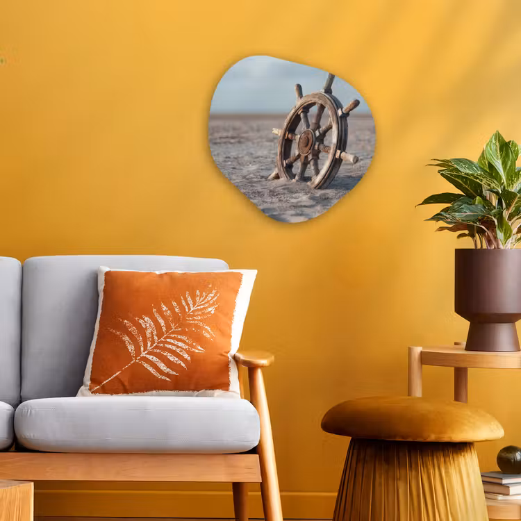 Organisch schilderij - Forex - Scheepsstuur - Hout - Bruin - Zand — 3