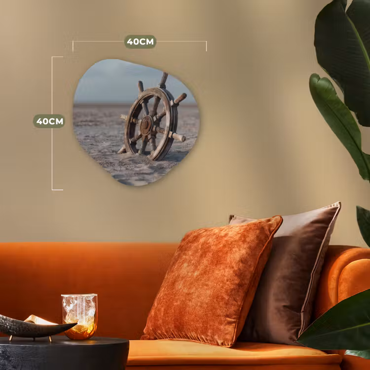 Organisch schilderij - Forex - Scheepsstuur - Hout - Bruin - Zand — 4